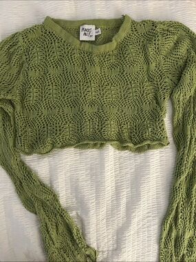 Princess Polly Olive Crochet Cropped Sweater